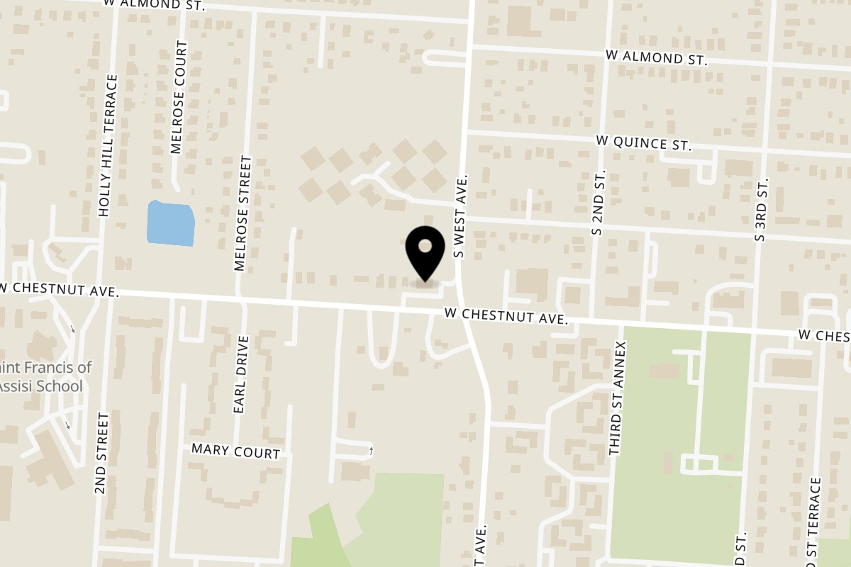 Map showing the location of Eric's Restaurant & Pizza on 98 S West Ave in Vineland